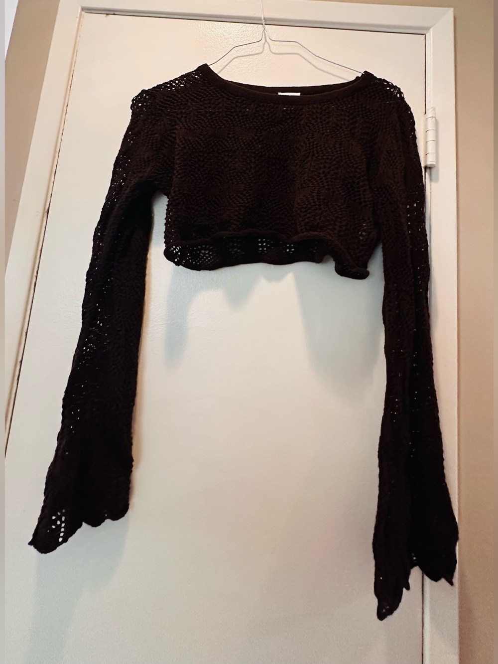 Princess Polly Rustic Brown Crop Crewneck Knit Sweater